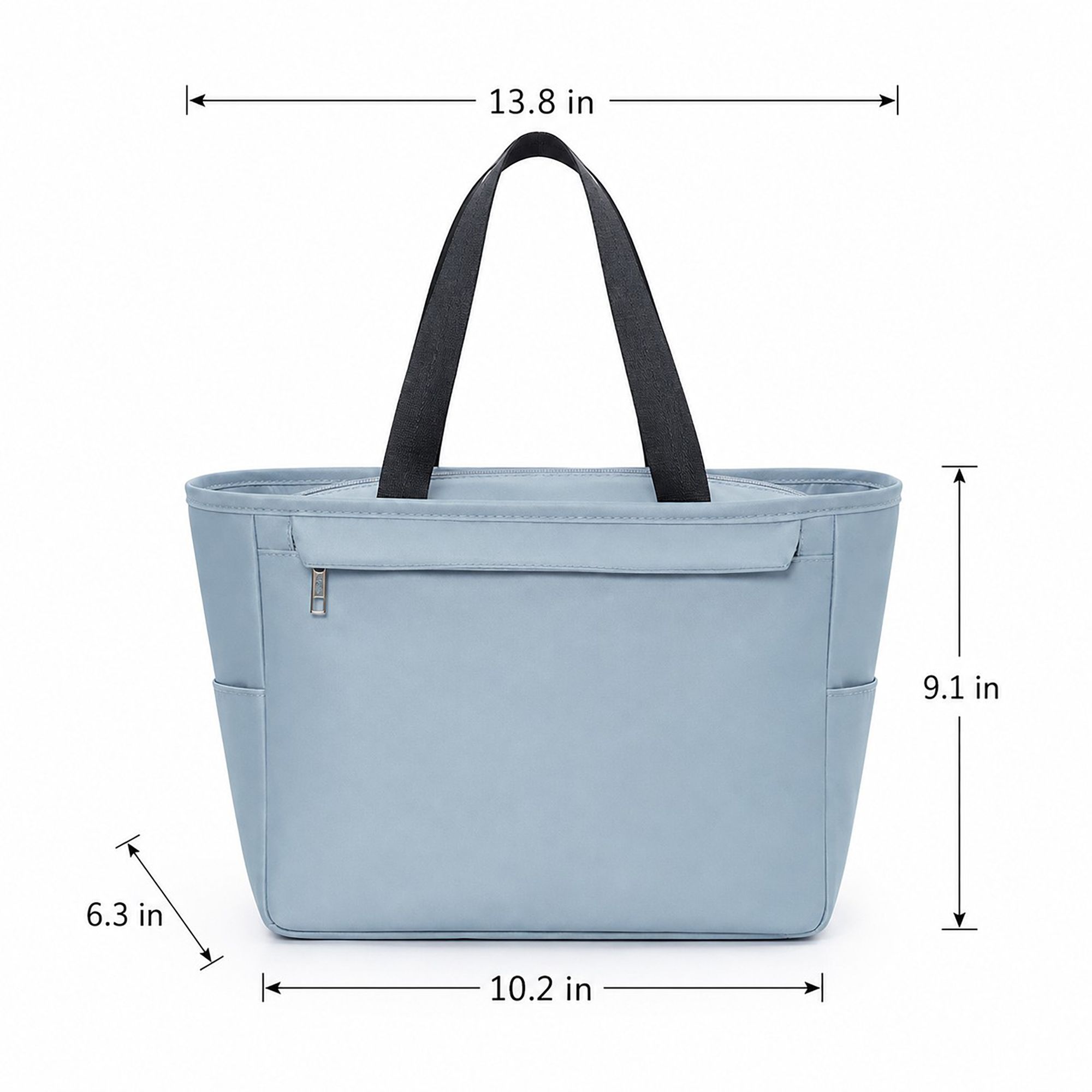 Insulated Tote Lunch Bag with Zipper Pockets and Long Handles