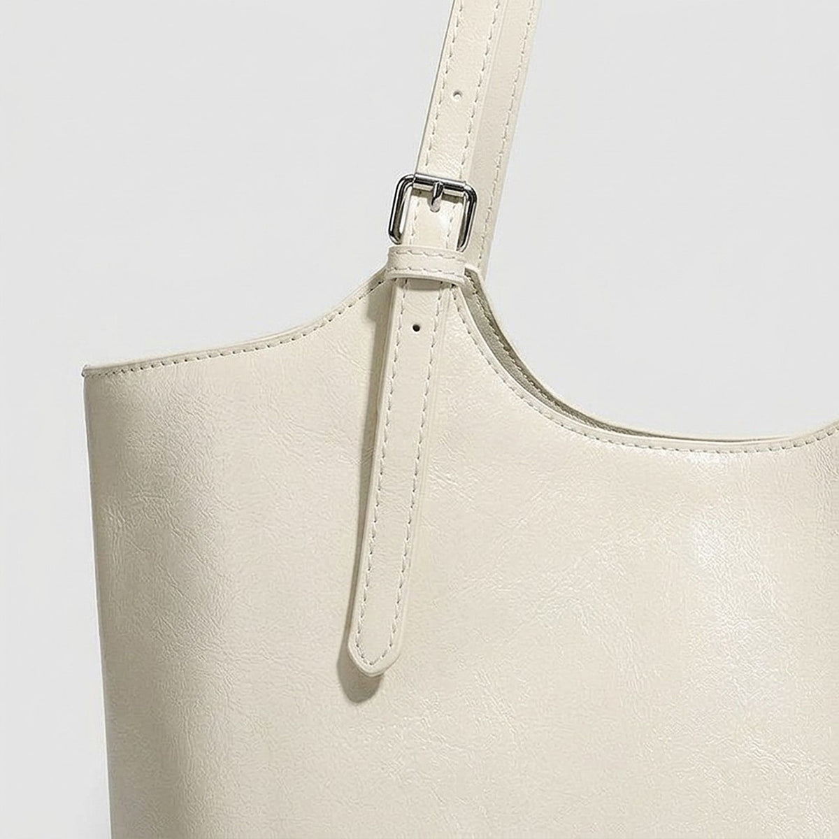 Large Faux Leather Tote Bag with Adjustable Double Shoulder Straps