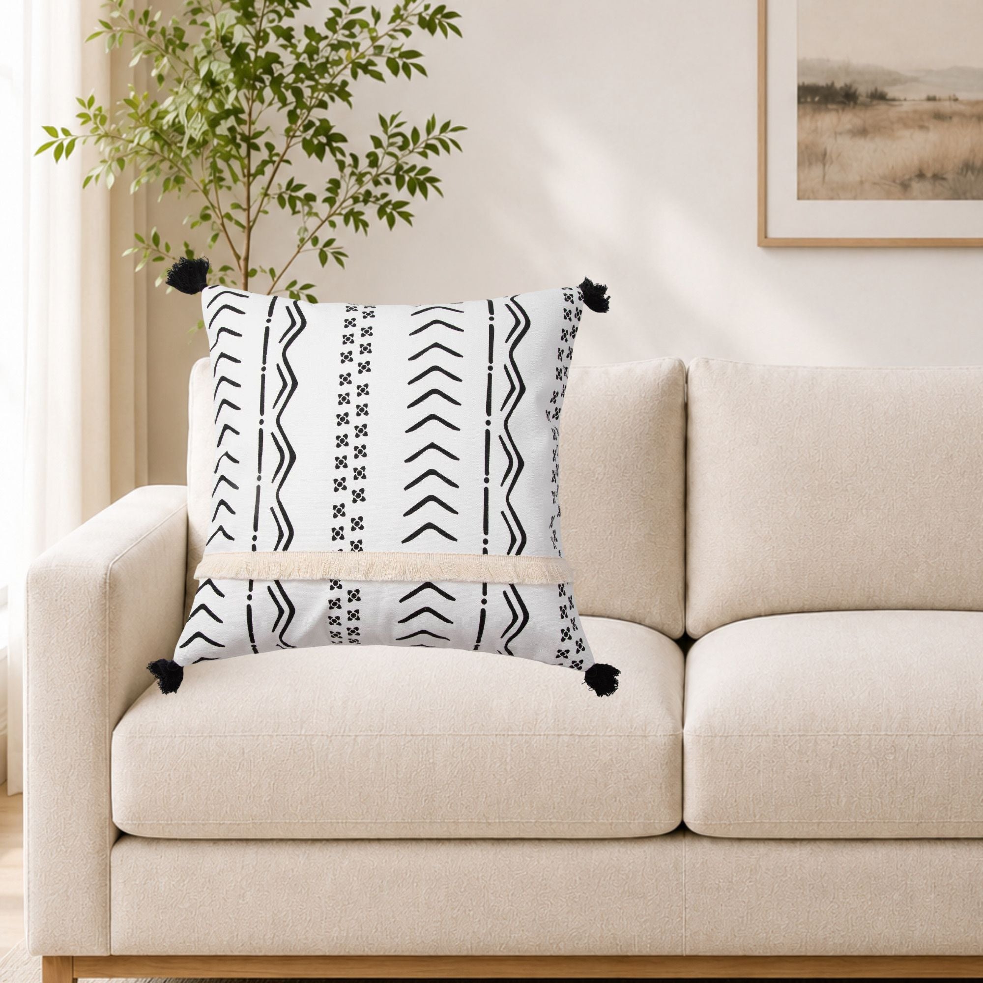 Cotton Throw Pillow 17.7*17.7 in Square Decorative Cushion for Living Room Bedroom