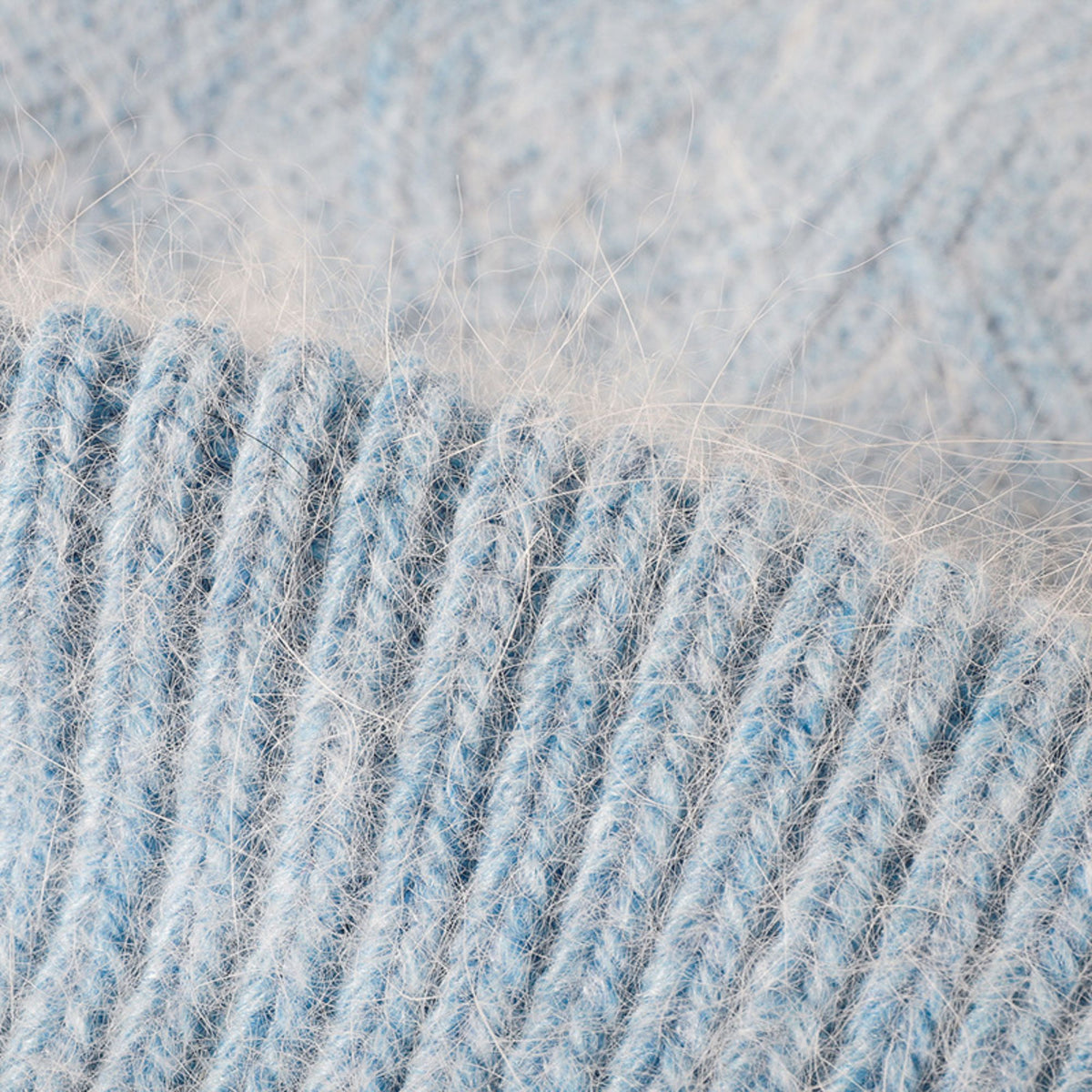 Fuzzy Knit Beanie Hat with Ribbed Cuff