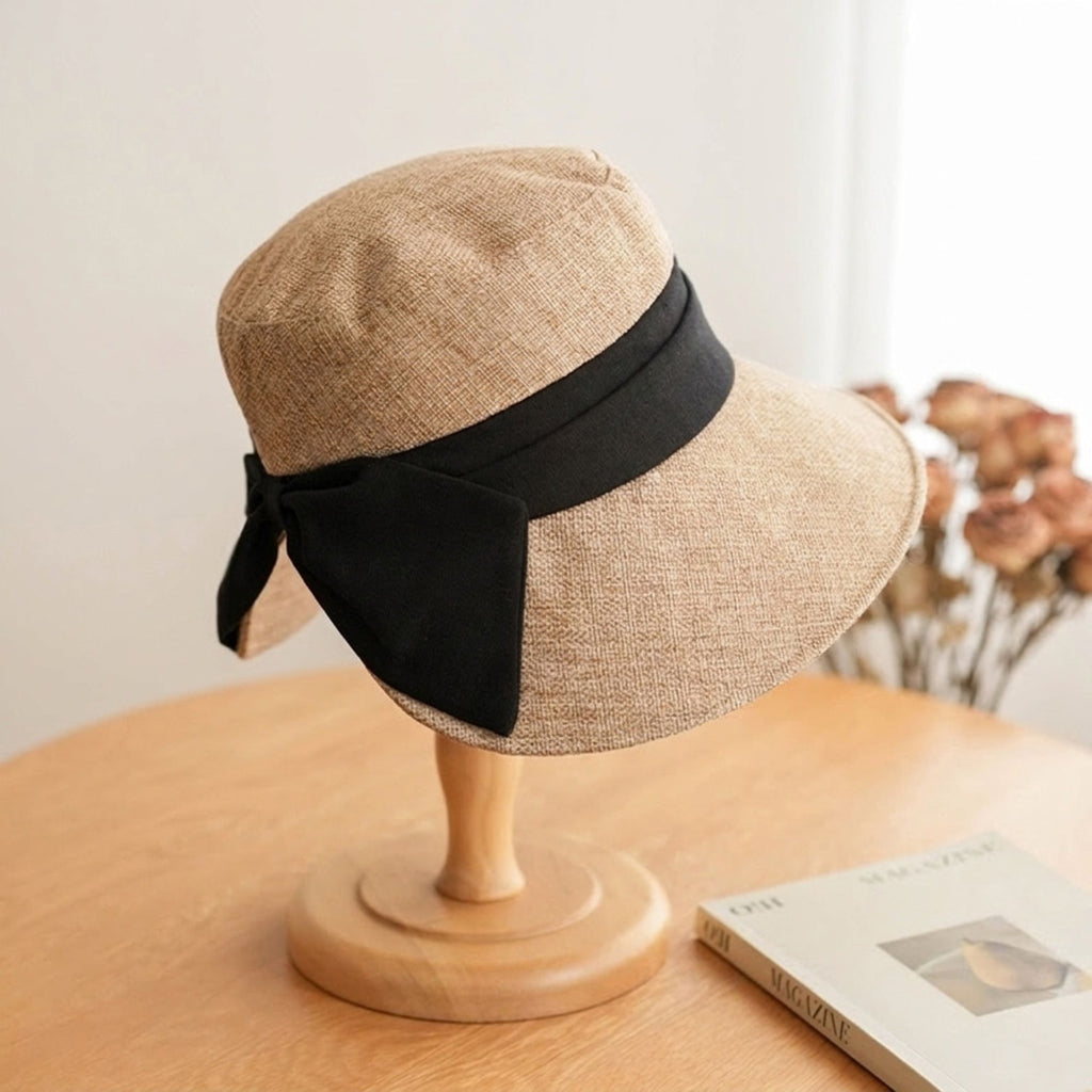 Wide Brim Sun Hat with Bow Accent