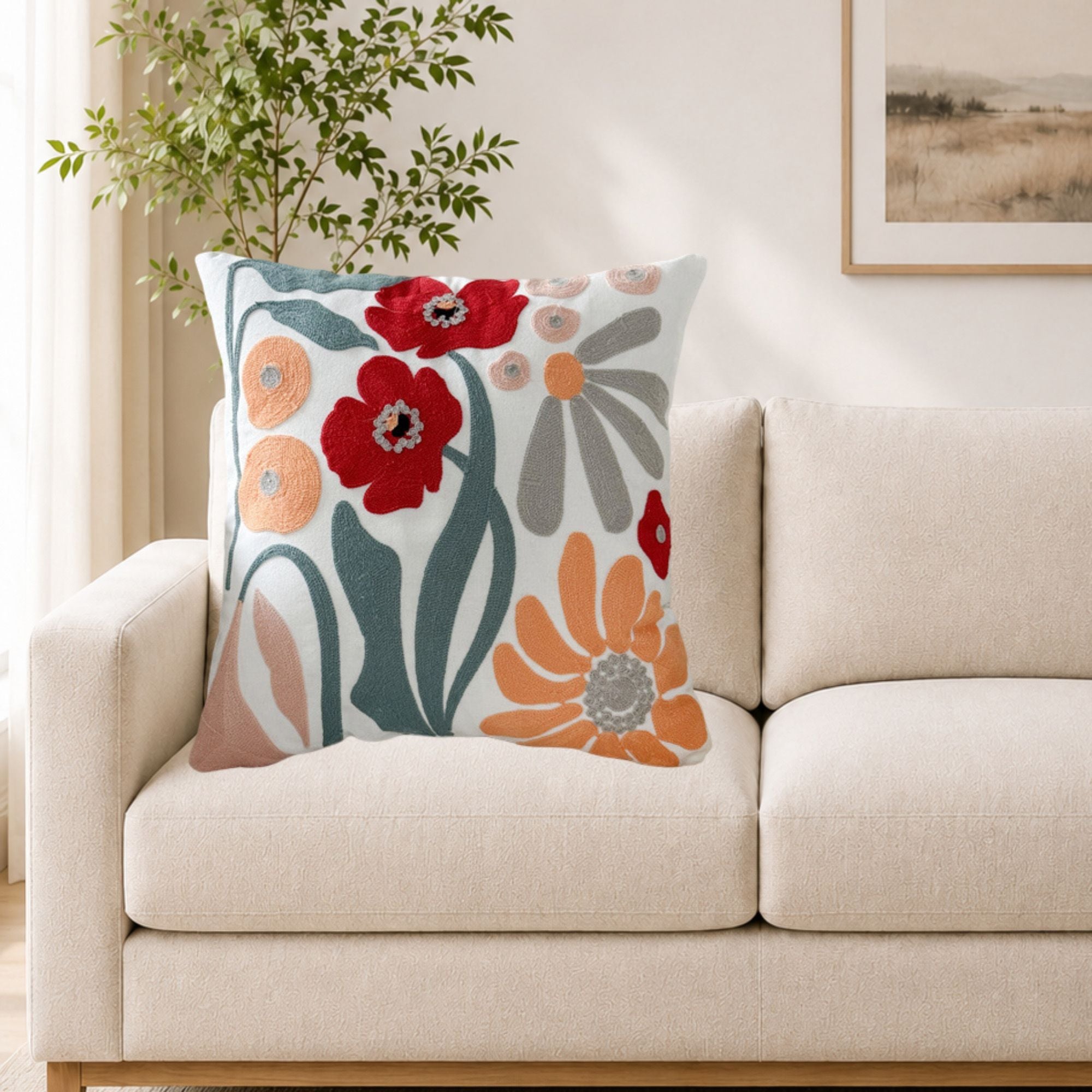 17.7*17.7in Canvas Throw Pillow Decorative Cushion for Home