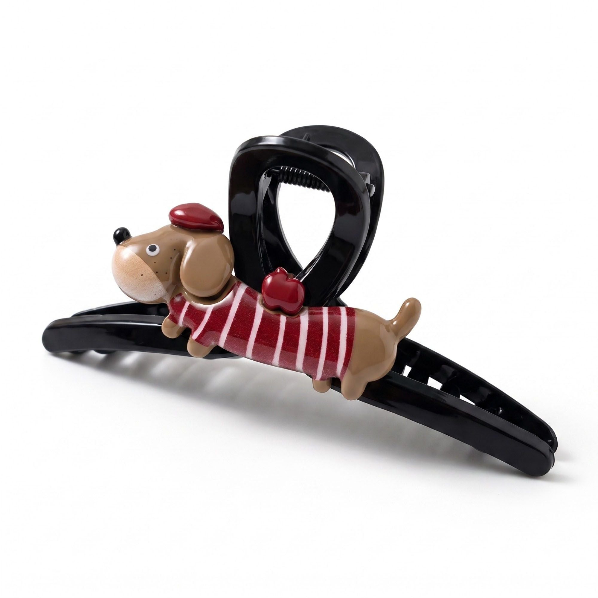 3pc Dachshund Dog Hair Claw Clip Set Striped Puppy Hair Accessories