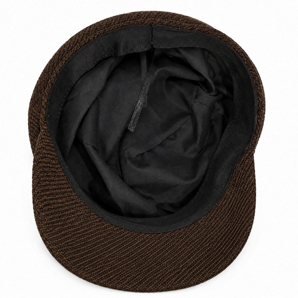 Herringbone Newsboy Cap Vintage Baker Boy Hat Adjustable Button Detail