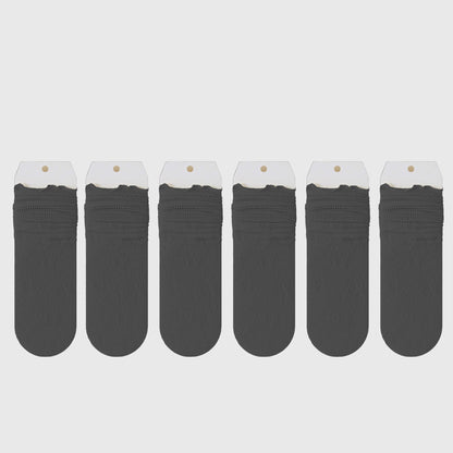 Anna-Kaci Lace Ankle Socks with Ruffle Cuff 6pk