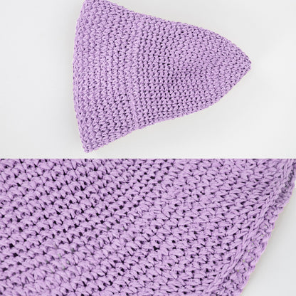 Anna-Kaci Crochet Raffia Bucket Hat Lightweight Foldable Wide Brim Sun Hat for Stylish Summer Protection
