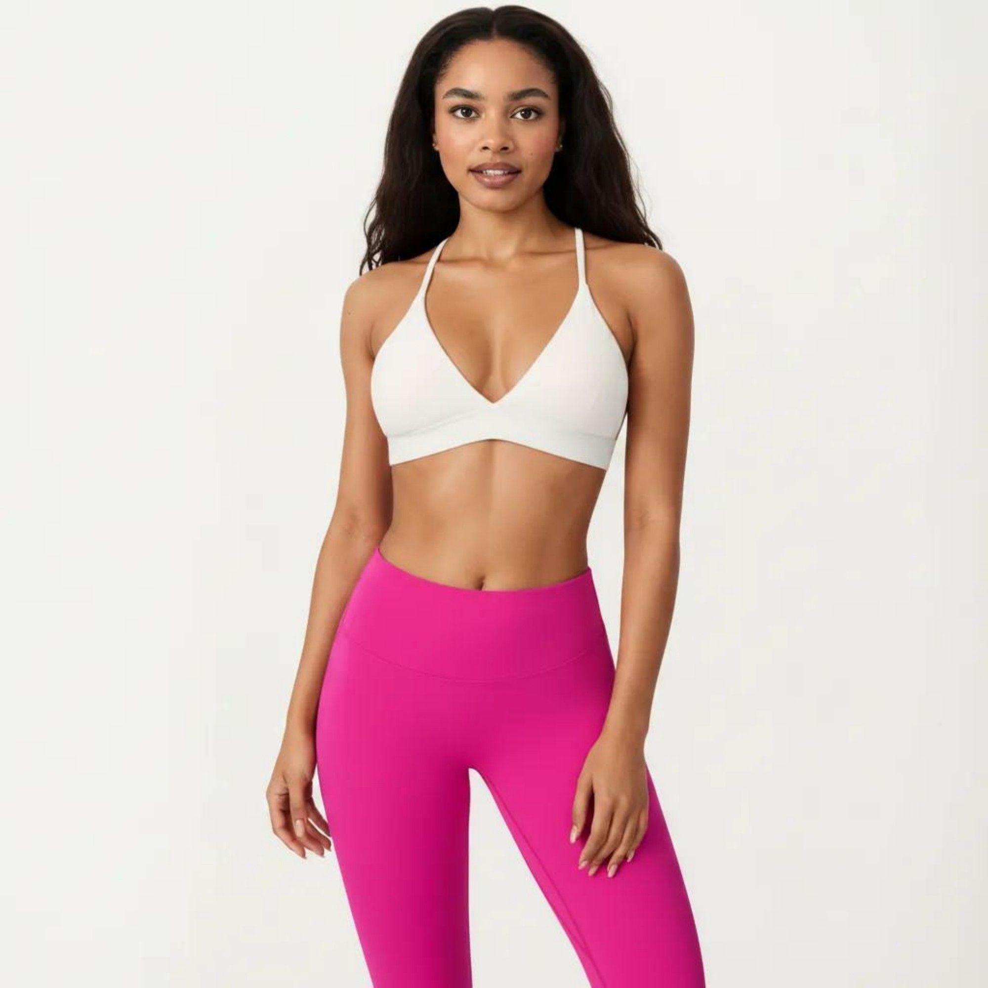 Anna-Kaci Active Women's Triangle Sports Bra with Adjustable Cross Back Straps and Smooth Band