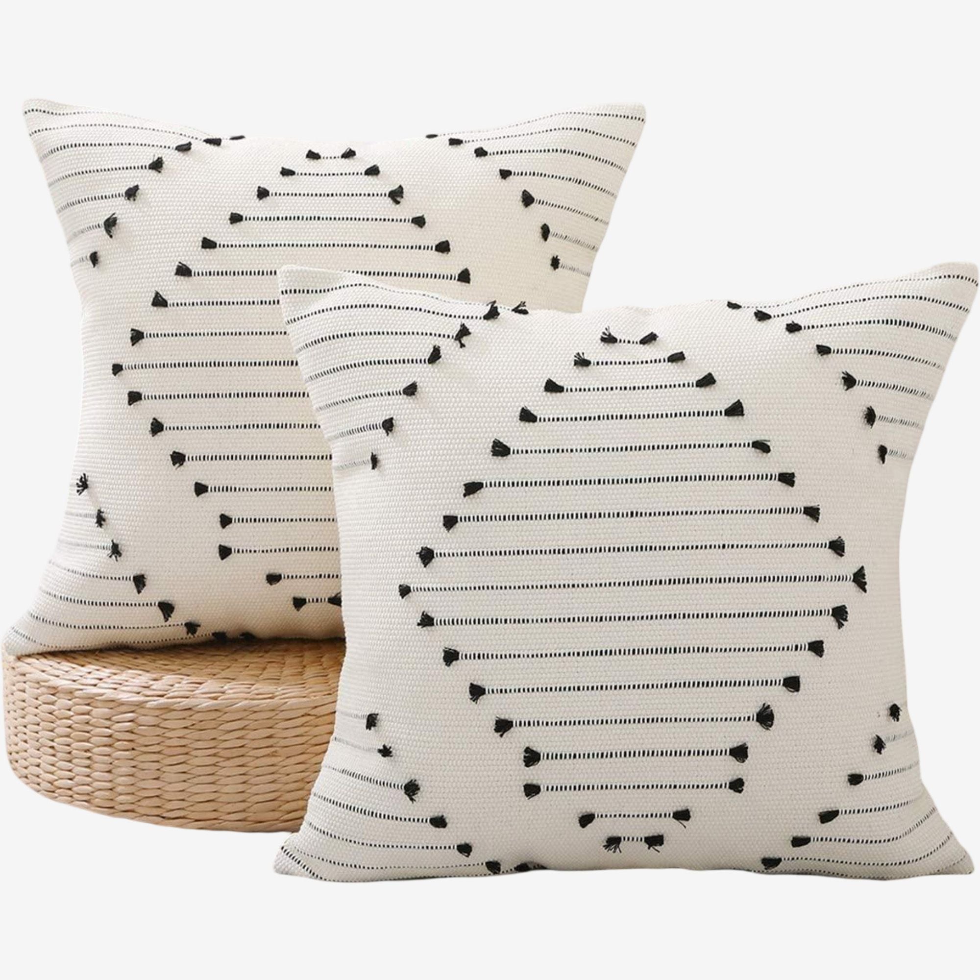 Cotton Throw Pillow 17.7*17.7 in Square Decorative Cushion for Living Room Bedroom