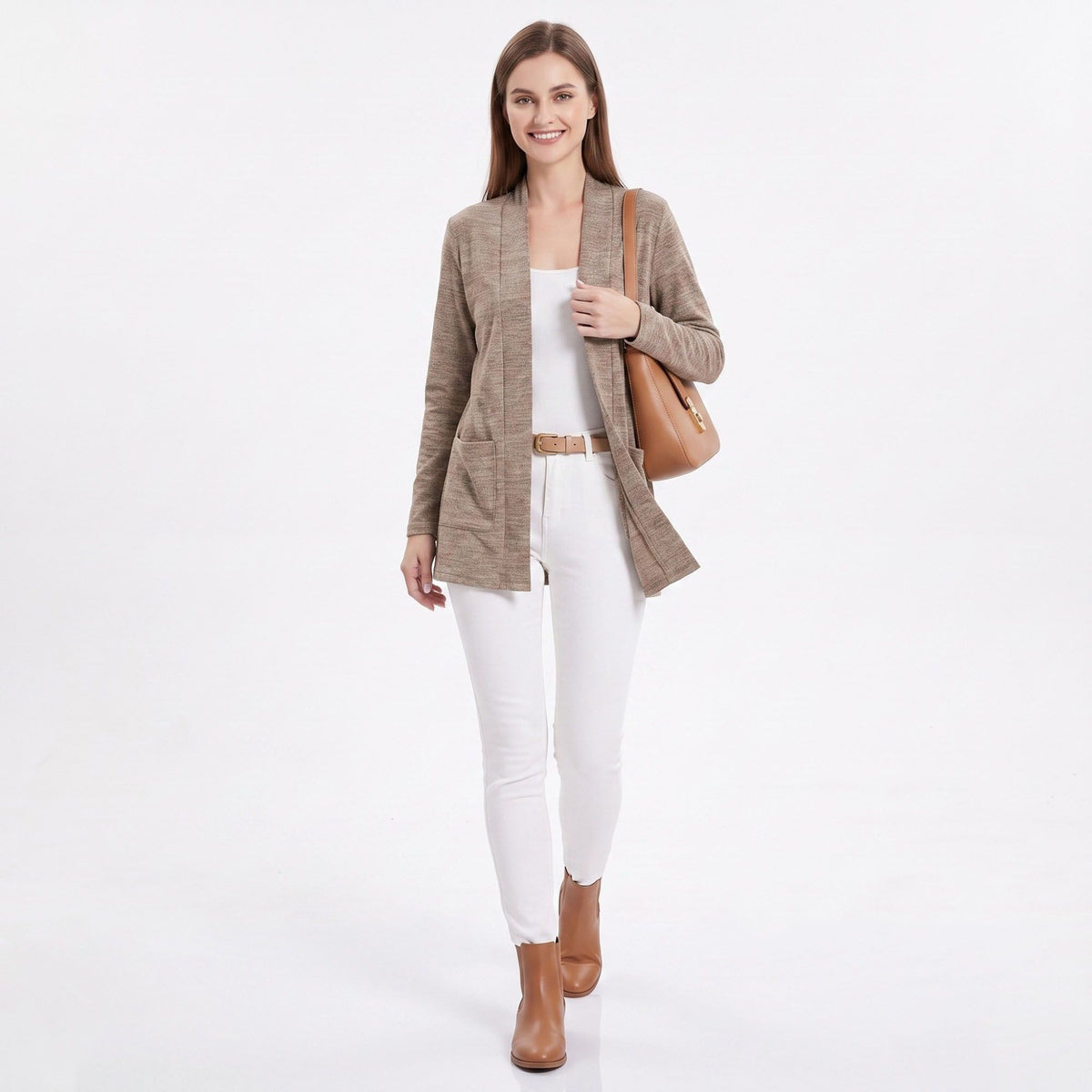 Open Front Cardigan with Front Pockets
