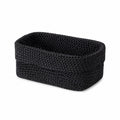 Rectangular Woven Storage Basket Foldover Rim Desktop Organizer Bin