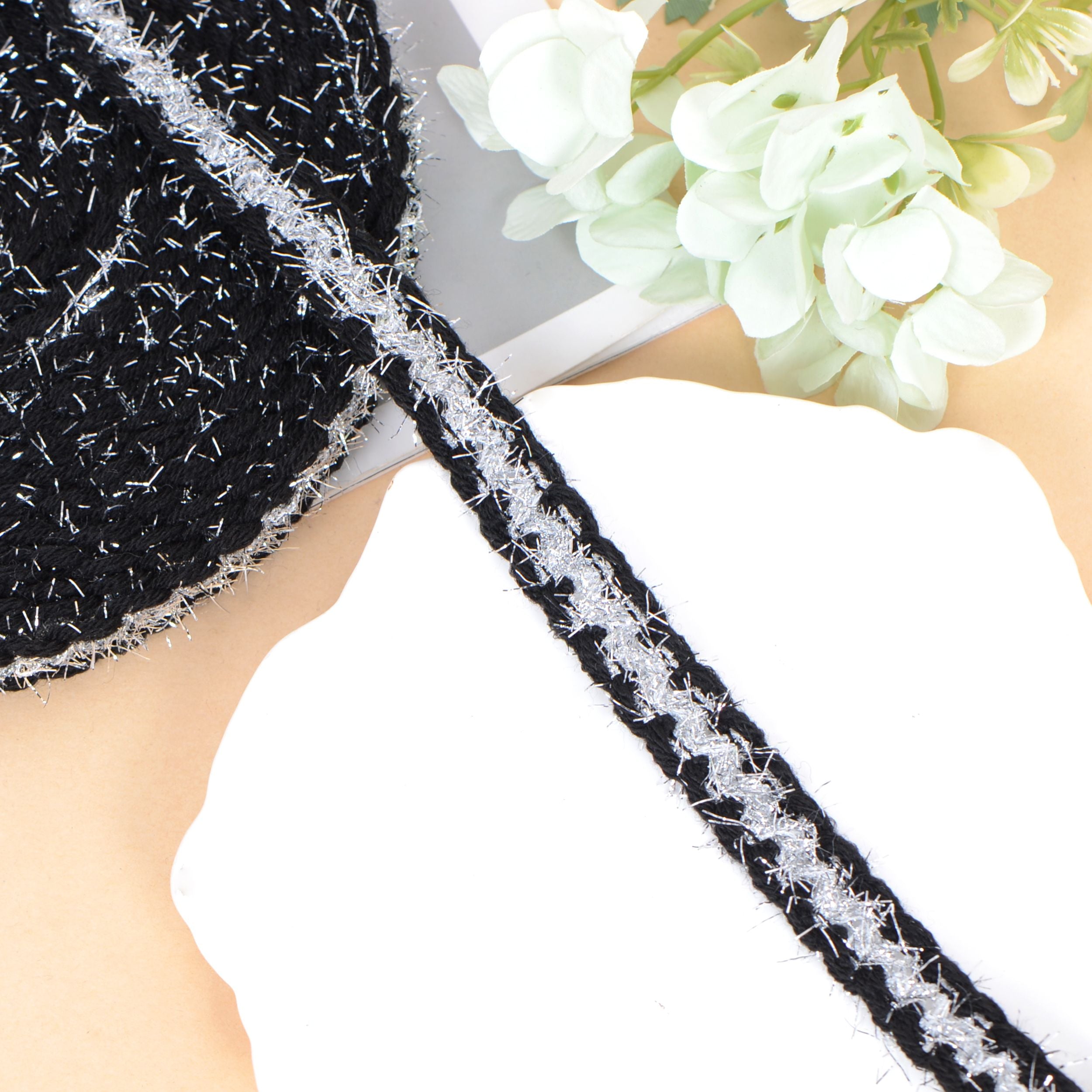 Sewing Braid Trim, 11 Yards 0.6 Inch Twisted Cotton Cord Trim, Handmade DIY Craft Embellishment Costume Garment Decor Accessory