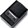 Men's Floral Pattern Tie Gift Set with Matching Pocket Square Cufflinks and Silver Tie Clip