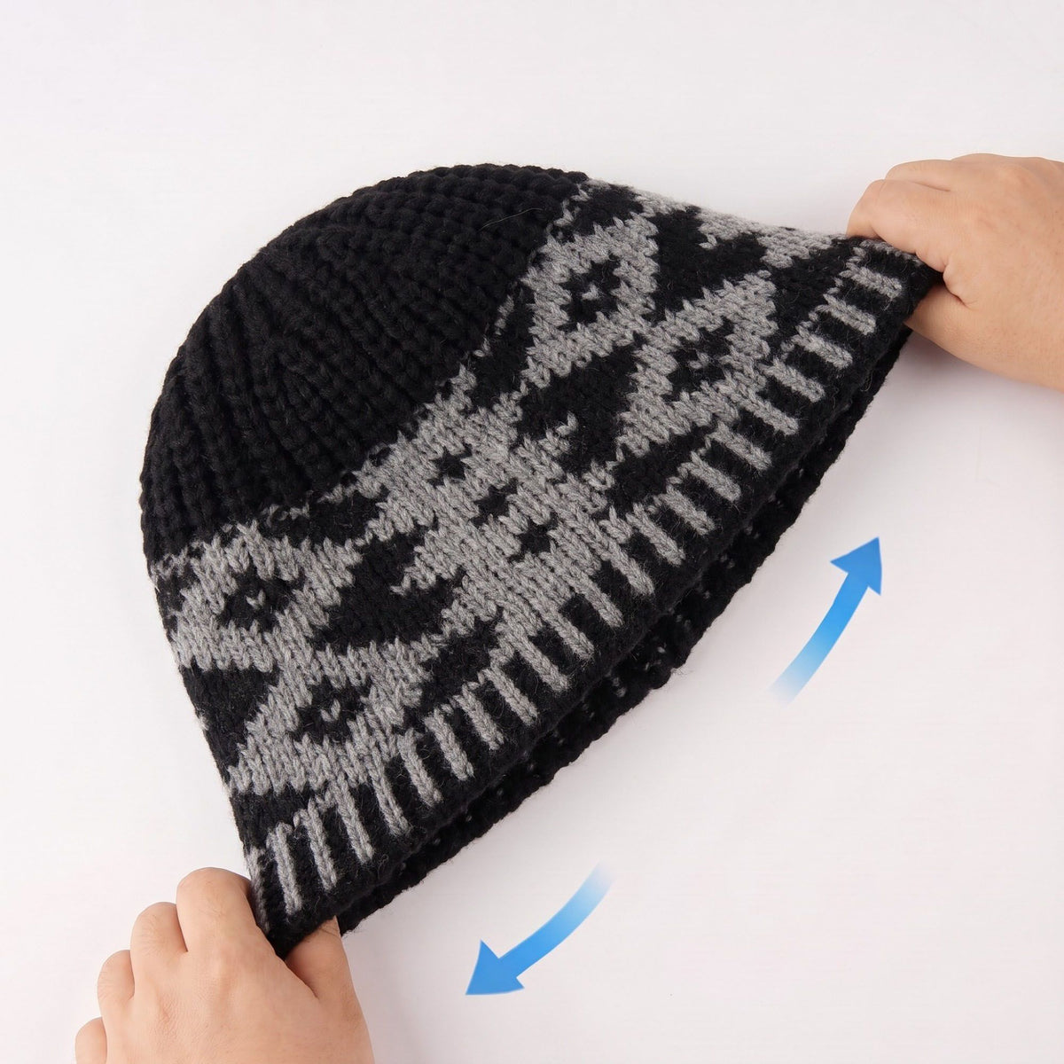 3 Piece Knit Winter Hat Scarf and Gloves Set with Geometric Pattern