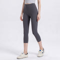 High Waist Capri Leggings with Wide Waistband Smooth Stretch Pull On Yoga Active Pants