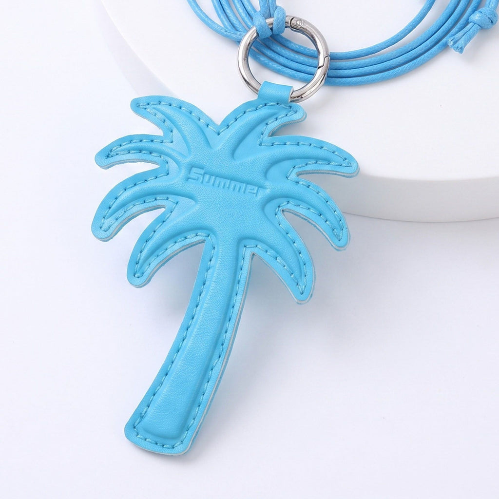 2-Piece Womens Faux Leather Bag Charm Keychain with Metal Ring Cord Loop and Stitched Detail
