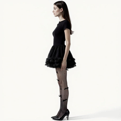 Anna-Kaci 2pcs Women's Sheer Tights with Bow Accents and Polka Dot Embellishments