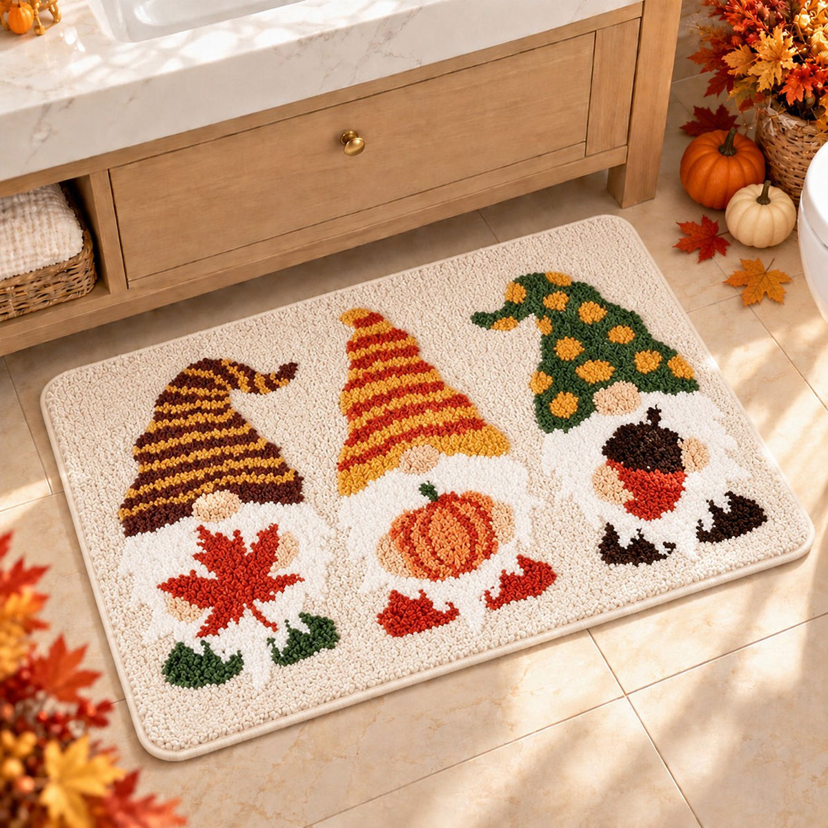 Seasonal Gnome Tufted Bath Rug with Nonslip Backing 15.7 x 23.6 in