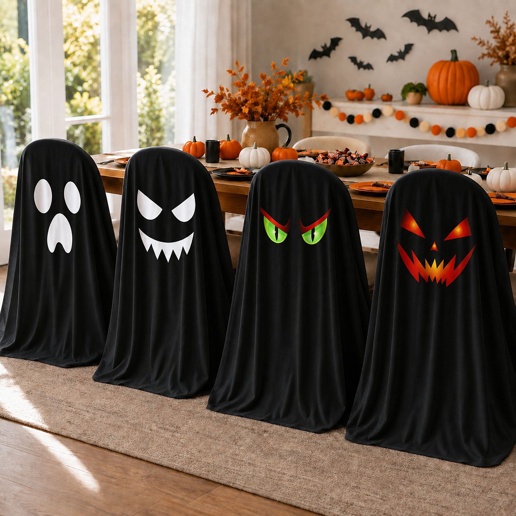 4 Pack Halloween Ghost Chair Covers Party Decorations