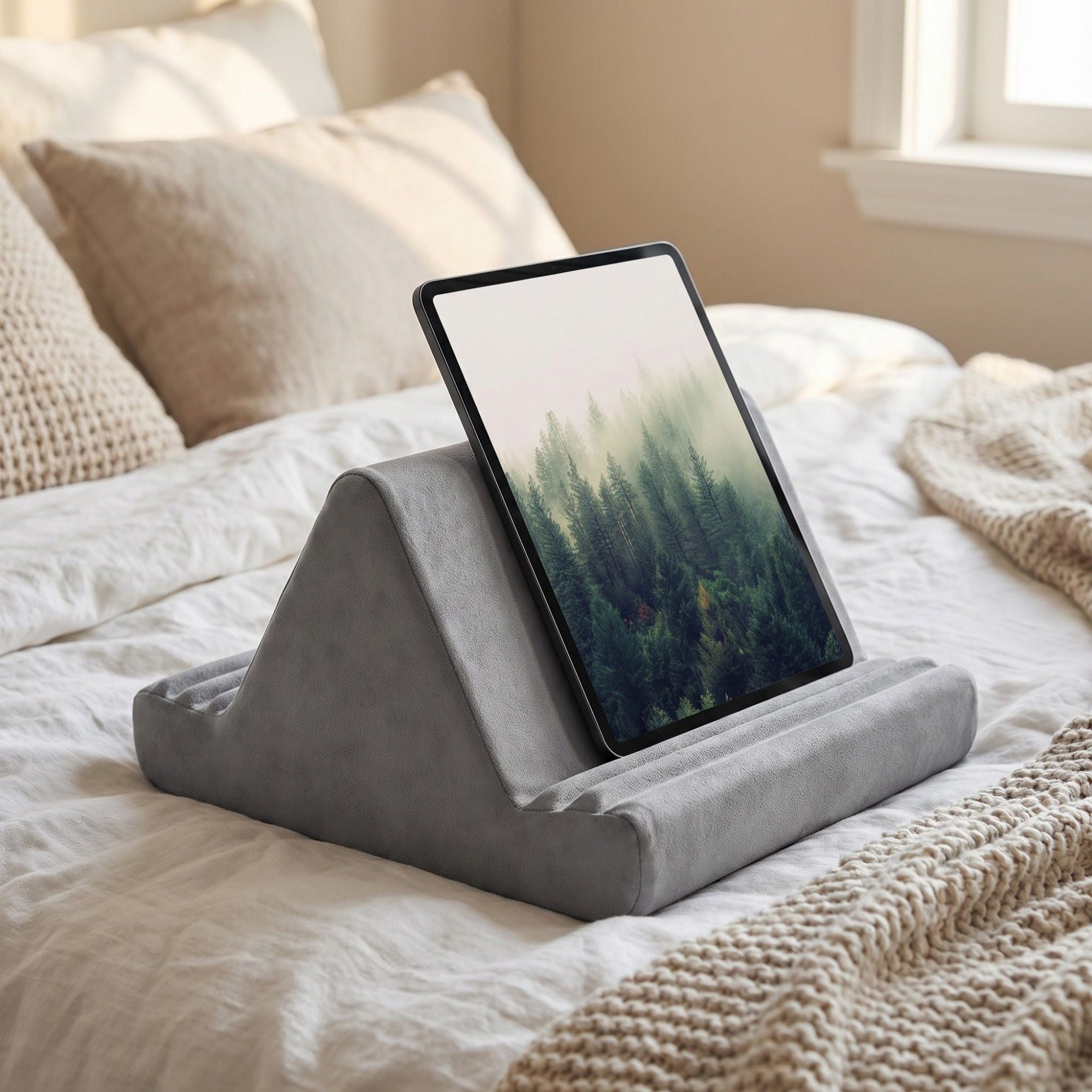 Tablet Pillow Stand Cushion Lap Desk with Multi Angle Support Holder for iPad Phone Book Reading Bed Couch