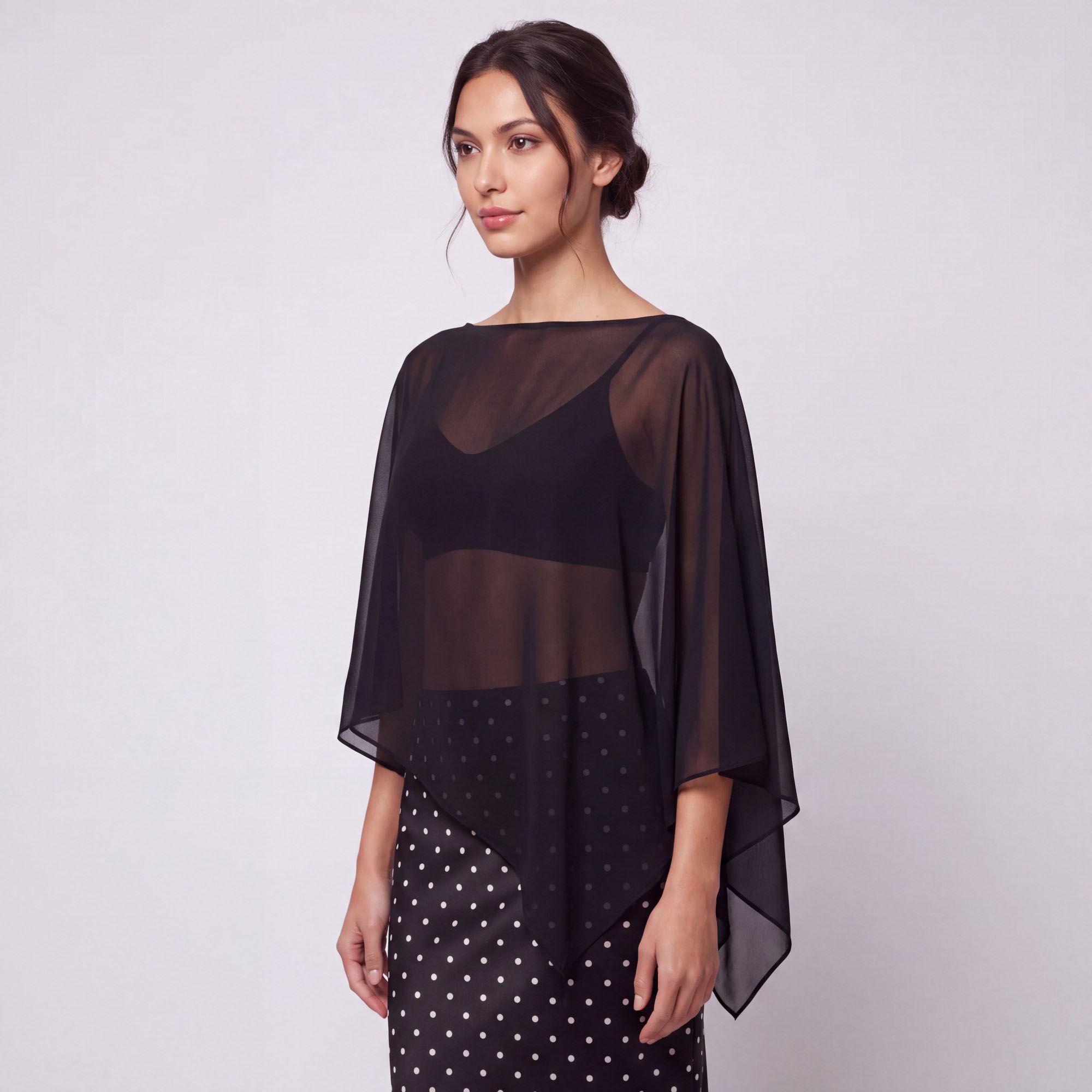 One-Shoulder Sheer Overlay Crop Top