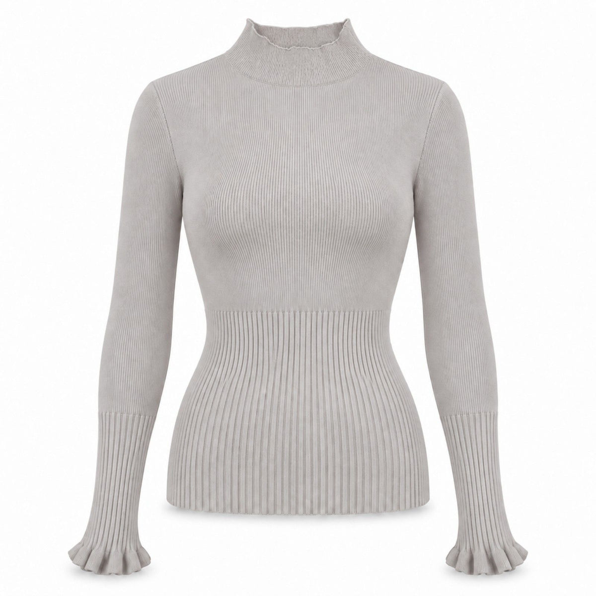 Mock Neck Ribbed Knit Long Sleeve Slim Fit Pullover Sweater