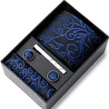 Men's Baroque Floral Tie Gift Set with Matching Pocket Square Cufflinks and Silver Tie Clip