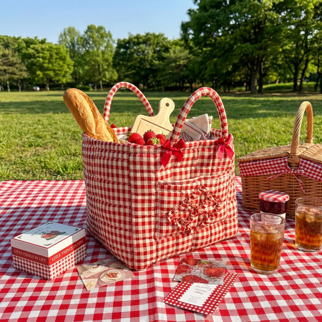 Large Quilted Storage Caddy Organizer Tote with Handles