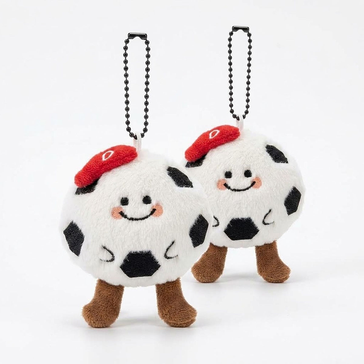 2 Pack Plush Sports Ball Key Chains with Smiley Face Bag Charms