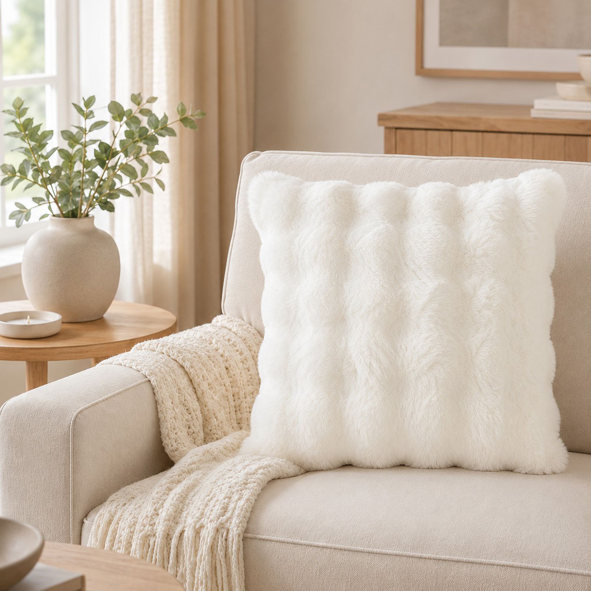Plush Shaggy Decorative Throw Pillow Cover Soft Accent Cushion Cover for Sofa Bed