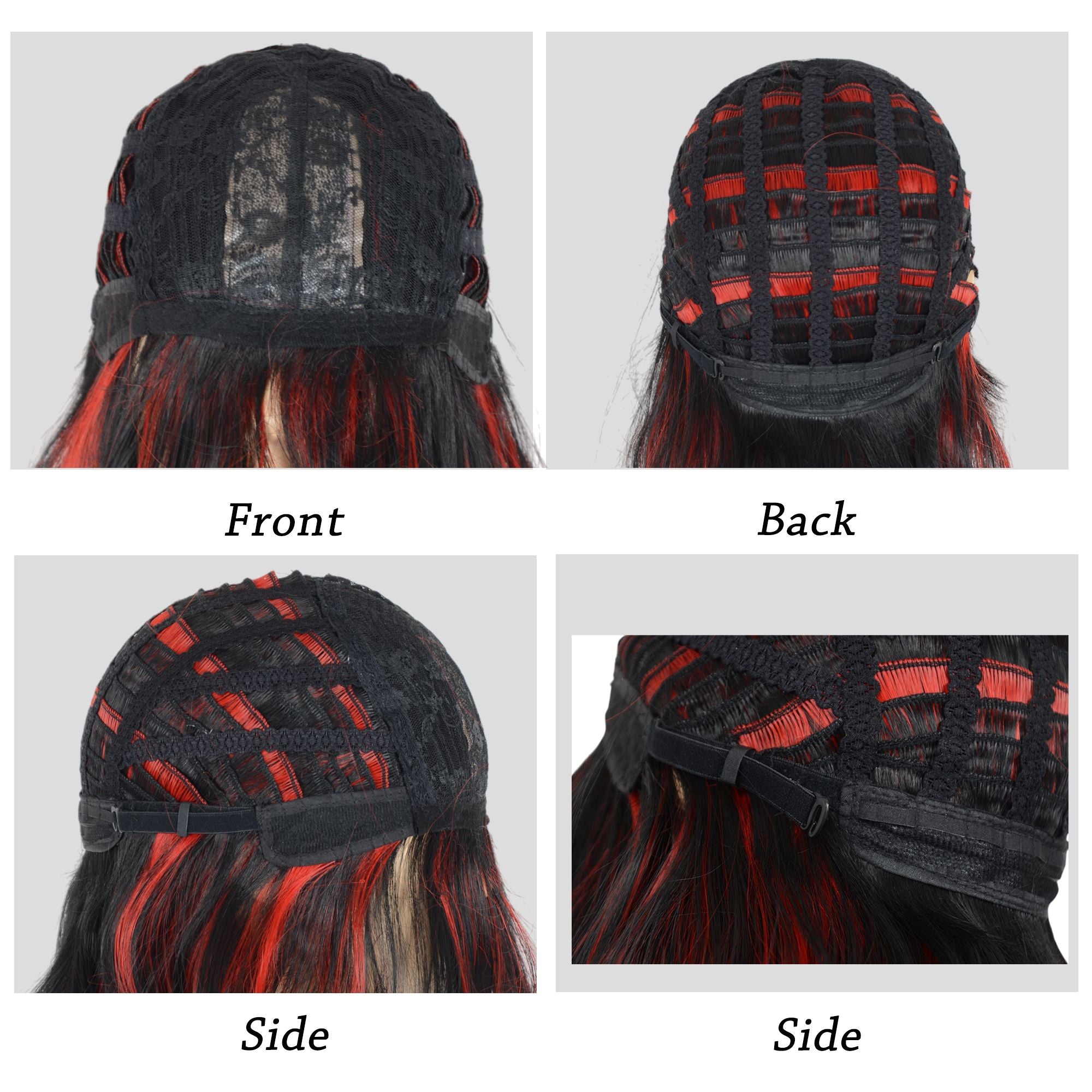 Women's Long Layered Straight Wig Synthetic Hair Fiber with Layered Bangs and Natural Highlights