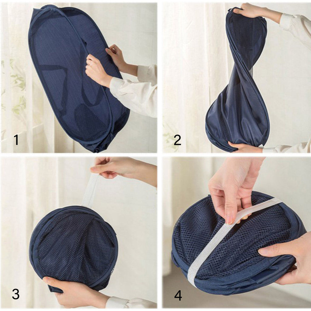 Collapsible Mesh Laundry Hamper Pop Up Clothes Basket Foldable Storage Bin for Bedroom Bathroom