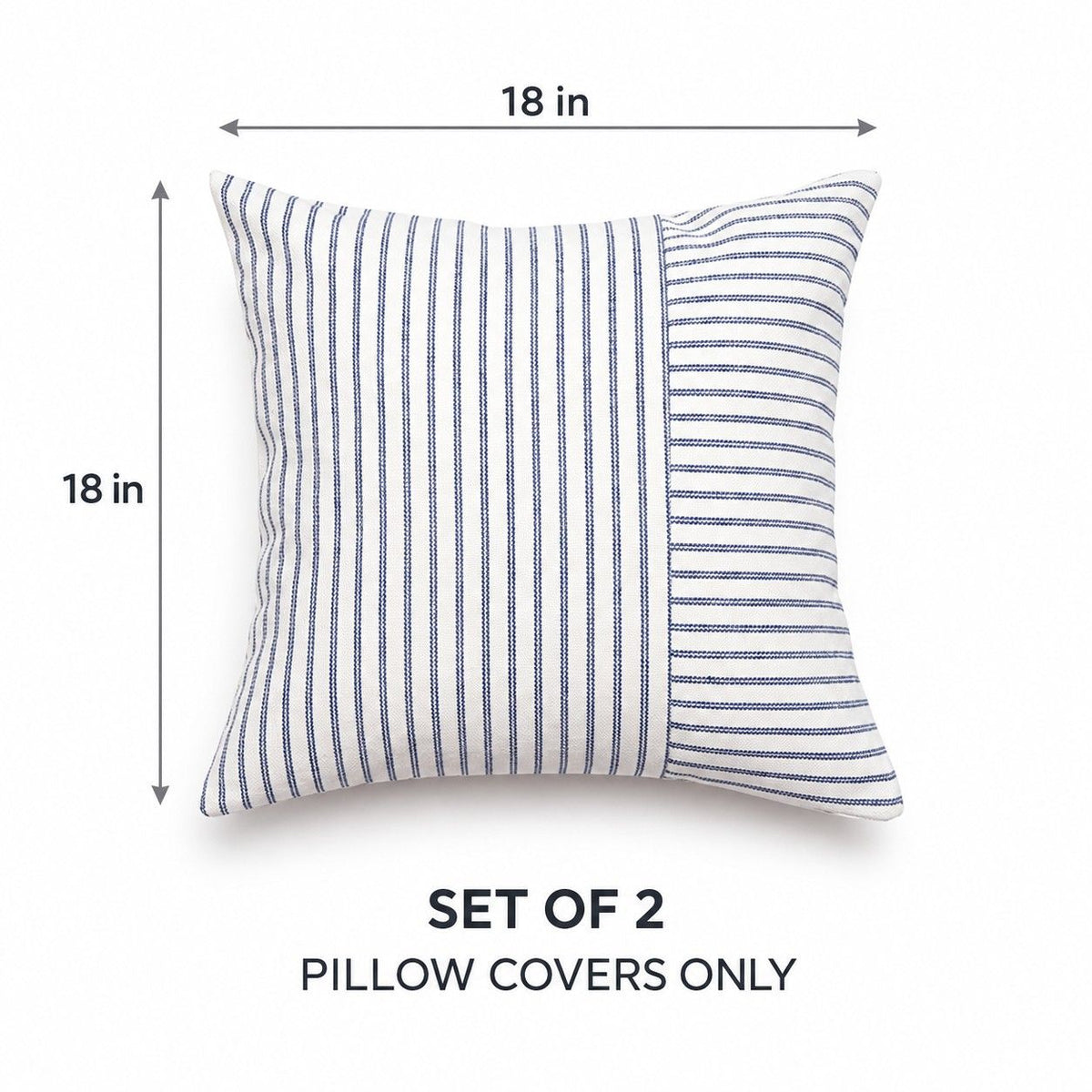2 Pack Striped Textured Throw Pillow Covers 18 x 18 Inch for Couch Sofa and Bed