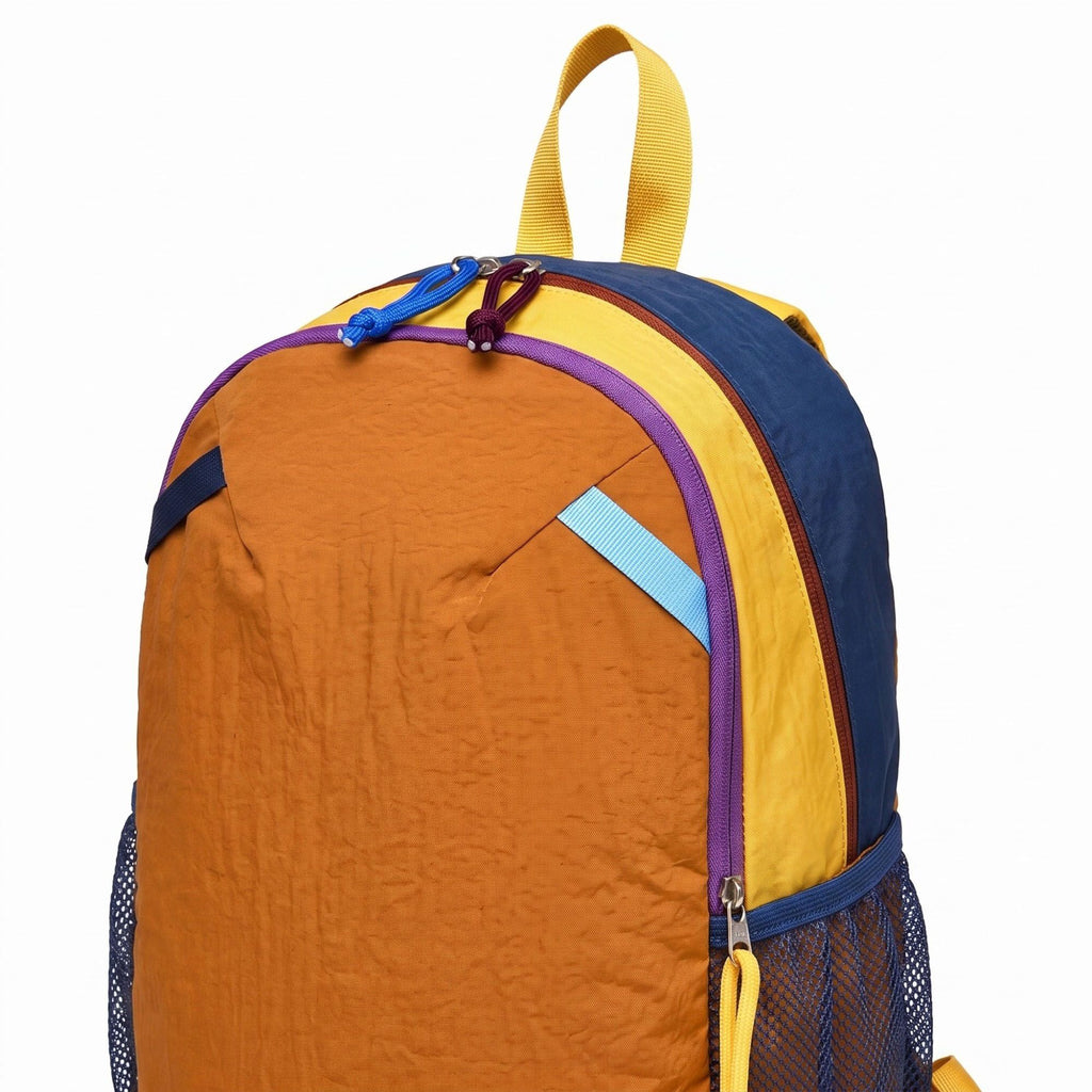 Colorblock Multi-Compartment Backpack with Padded Shoulder Straps and Dual Mesh Side Pockets