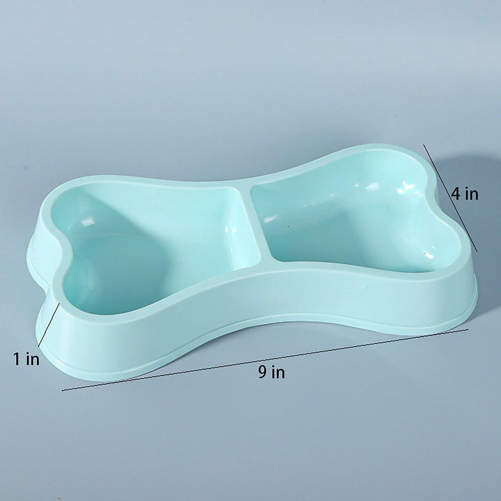 Plastic Bone Shaped Double Pet Bowl for Food and Water