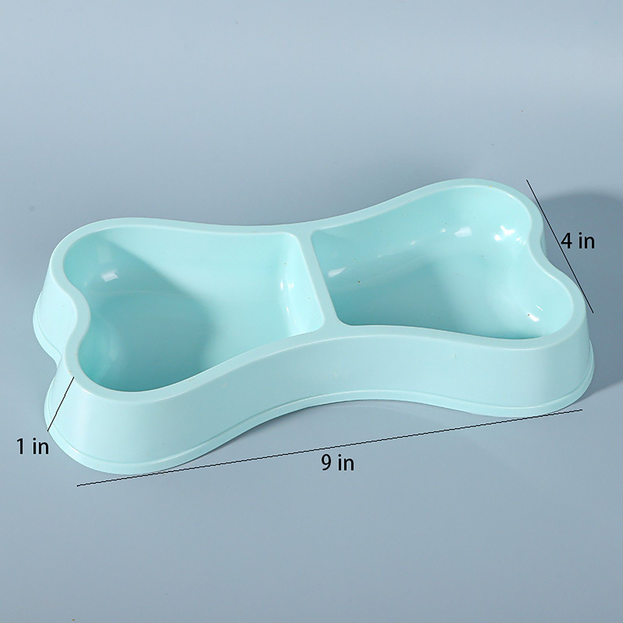 Plastic Bone Shaped Double Pet Bowl for Food and Water