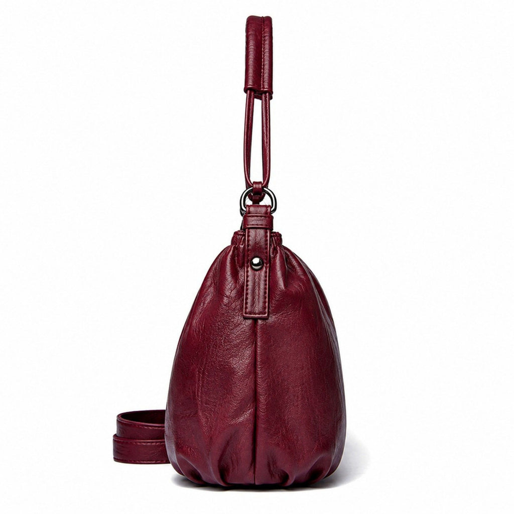Soft Ruched Faux Leather Shoulder & Crossbody Bag
