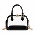 Clear PVC Mini Satchel Bag with Zipper Top and Detachable Chain Strap
