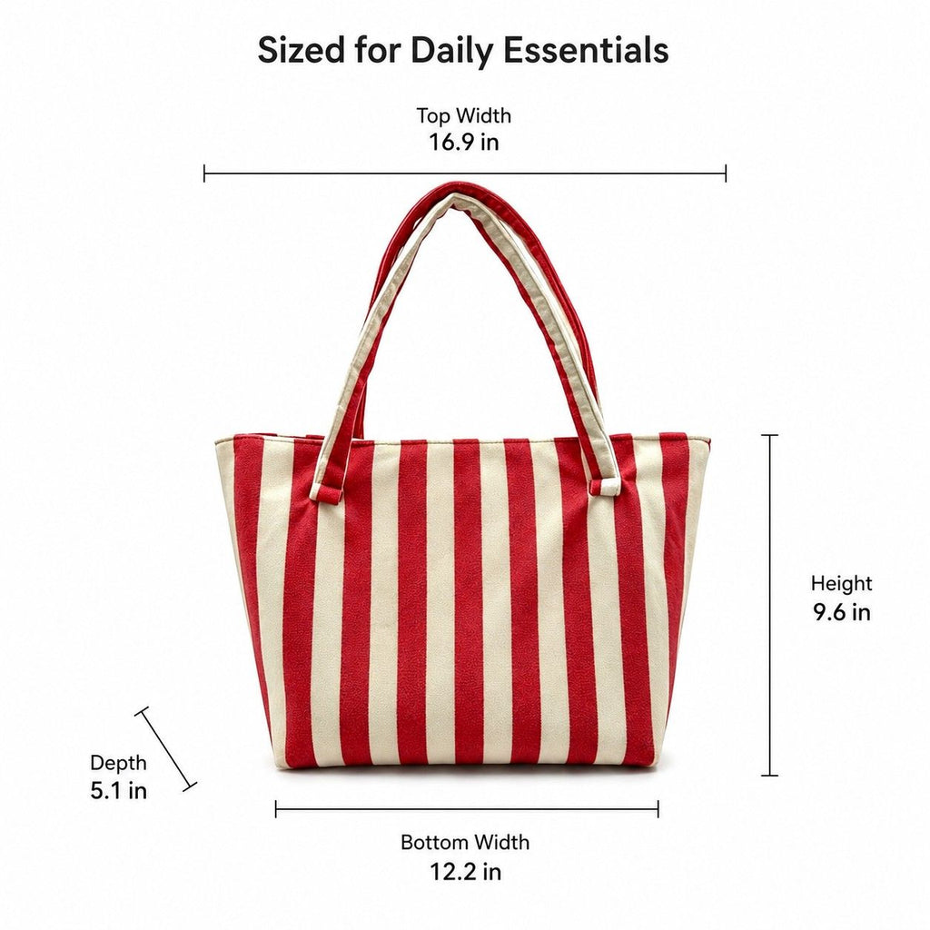 Striped Terry Cloth Tote Bag Roomy Beach and Travel Shoulder Carryall