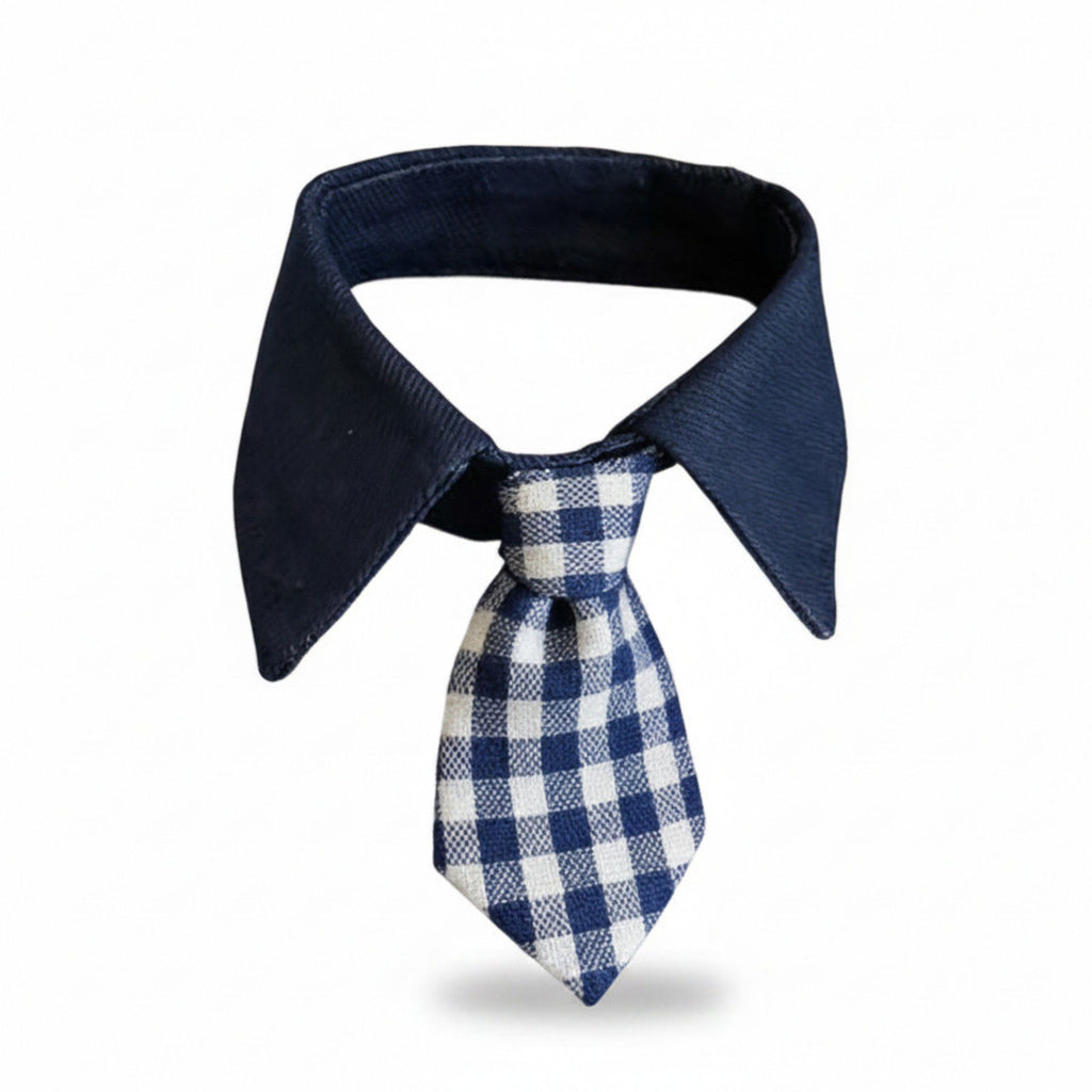 Plaid Pet Necktie Collar, Soft Cotton Gentleman Style Gingham Tie for Small Medium Dogs Cats