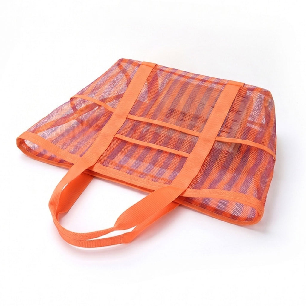 Large Mesh Beach Tote Bag with Shoulder Handles and Pockets