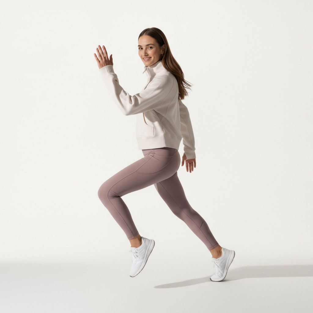 Anna-Kaci Active Women's Long Sleeve Half Zip Pullover Sweatshirt with High Collar and Kangaroo Pocket Design