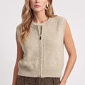 Sleeveless Full Zip Knit Sweater Vest