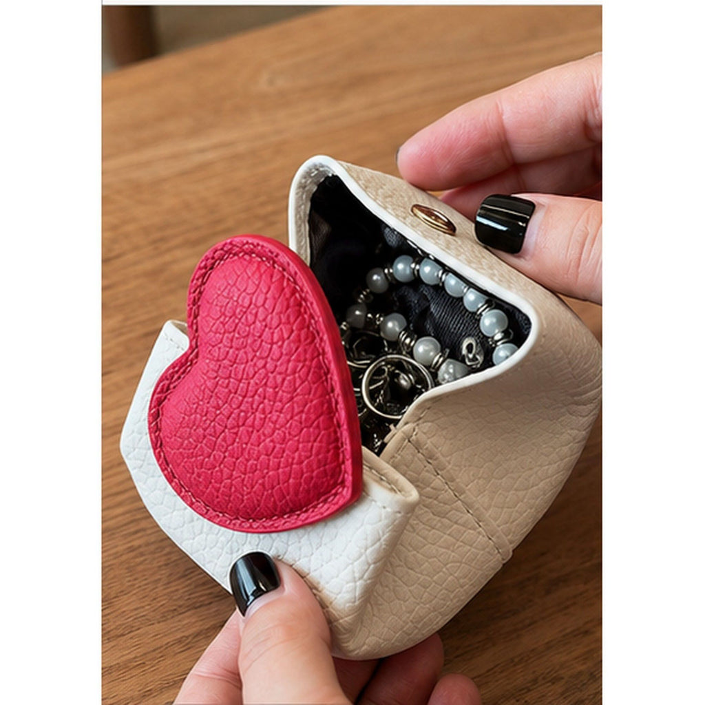 Heart Accent Mini Travel Jewelry Organizer Case