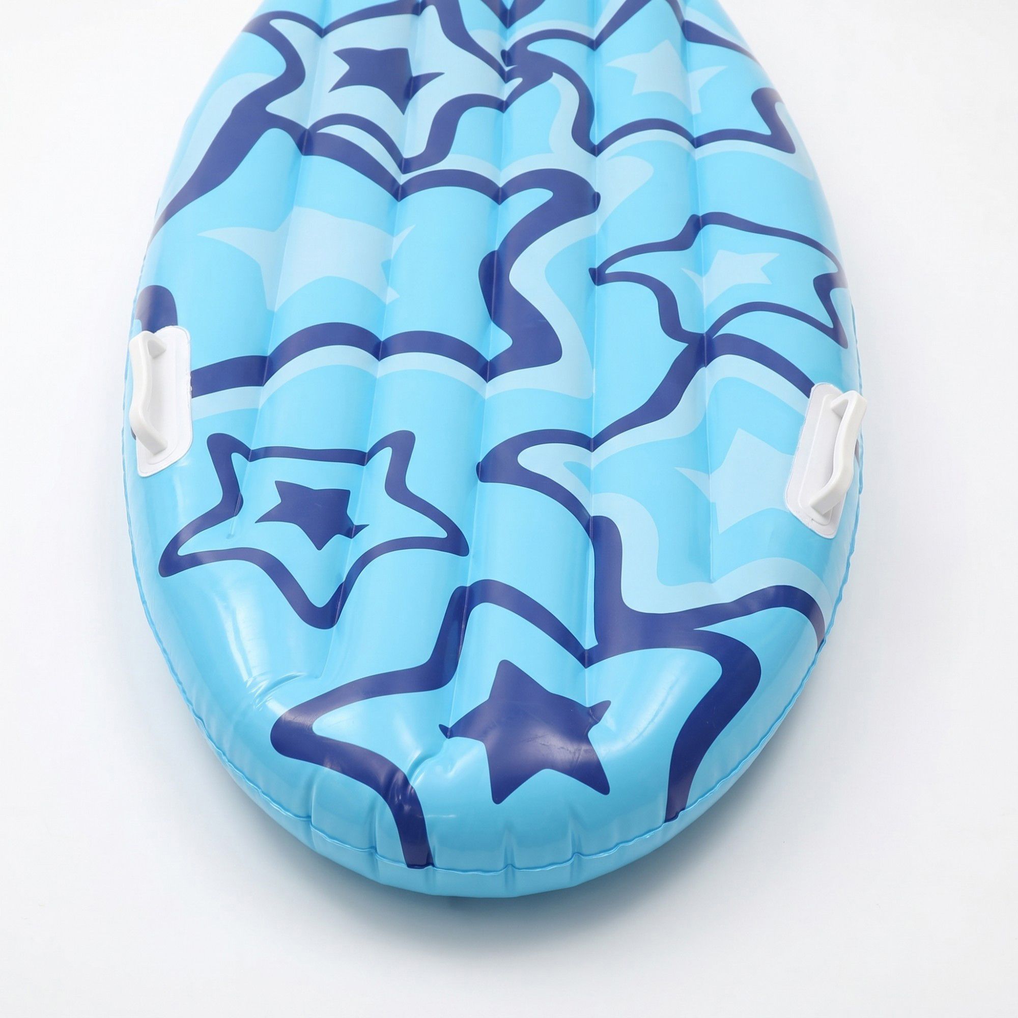 Star Print Inflatable Pool Float with Handles and Full-Length Lounge Design