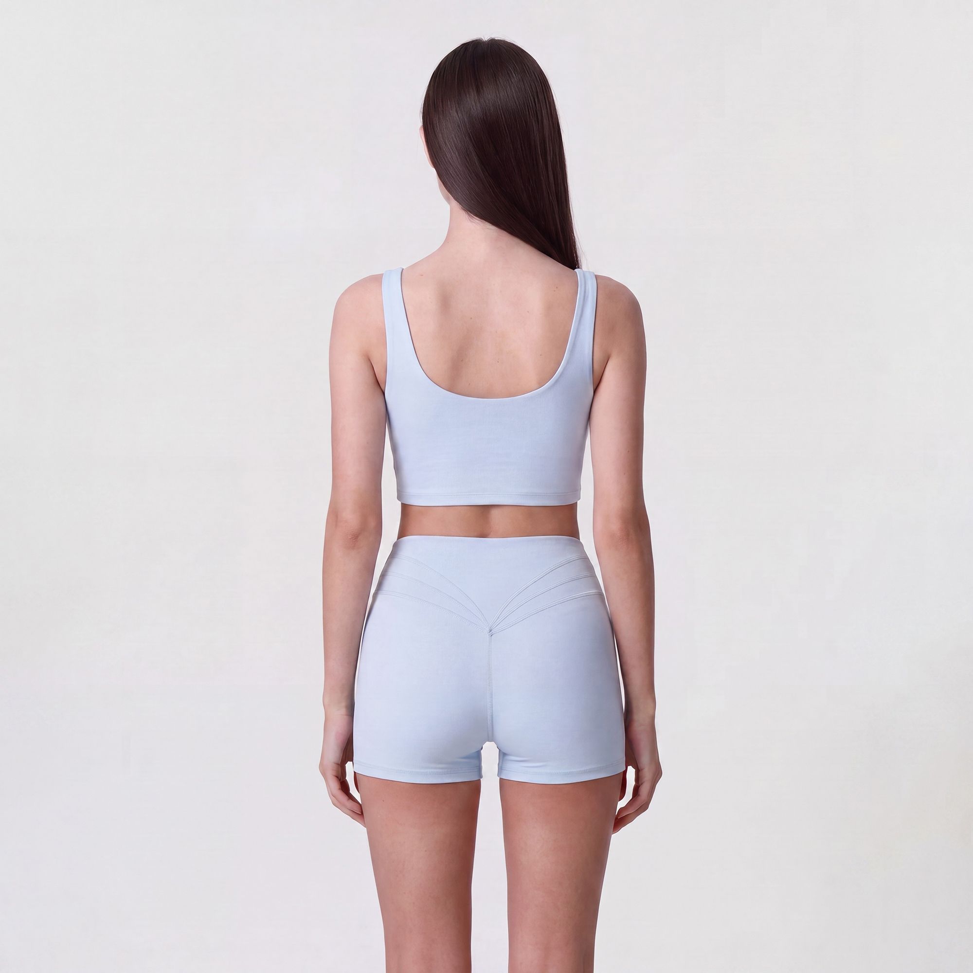 High Waist Crossover Athletic Shorts with Smooth Stretch Fabric and Fitted Biker Short Length
