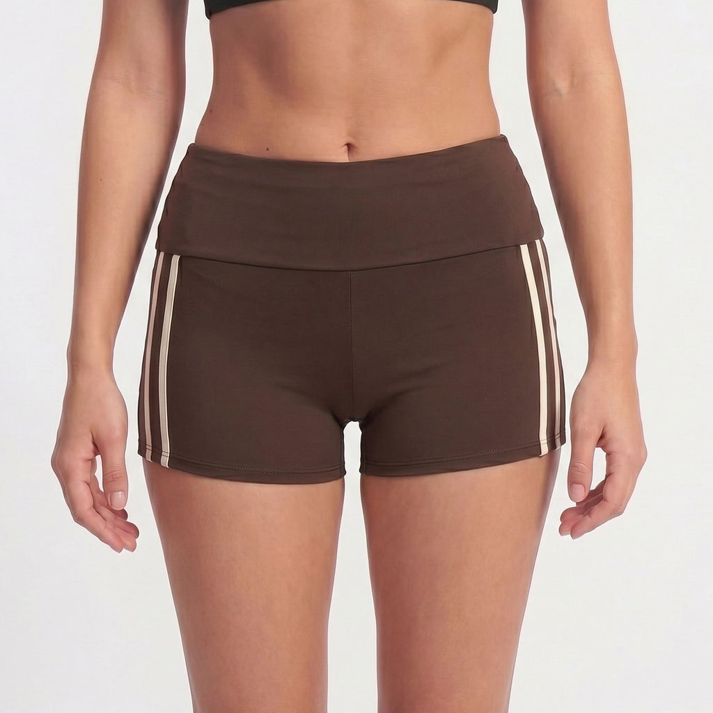 High Waisted Side Stripe Yoga Shorts Butt Lifting Workout Shorts