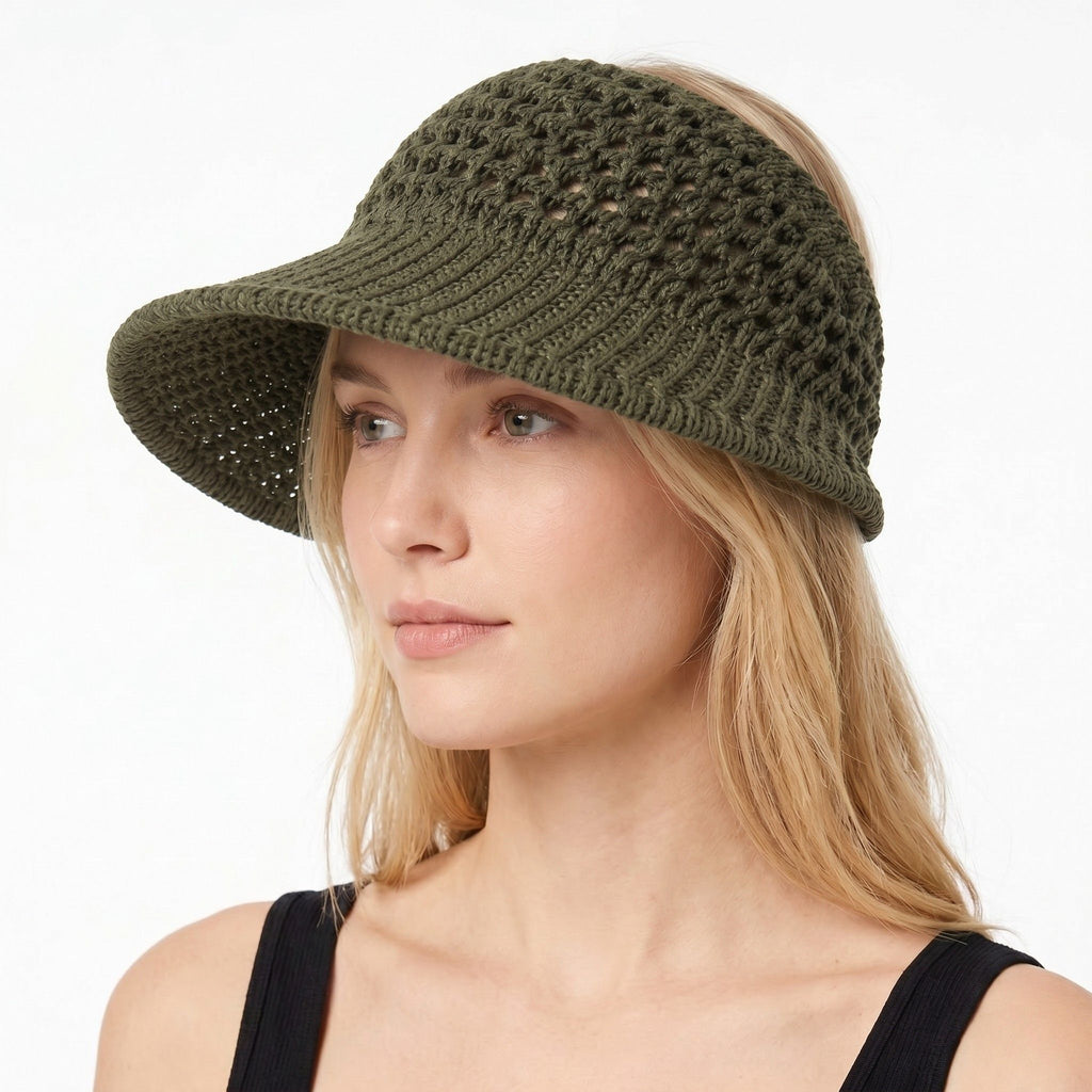 Crochet Bucket Hat Summer Knit Sun Hat Breathable Lightweight Beach Cap