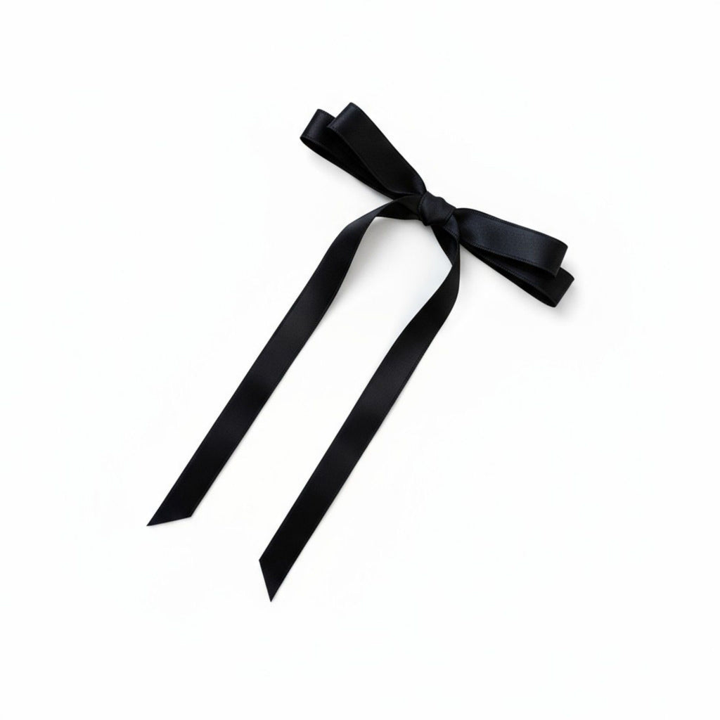 Long Ribbon Bow Hair Clip with Sleek Streamer Tails and Elegant Minimalist Design