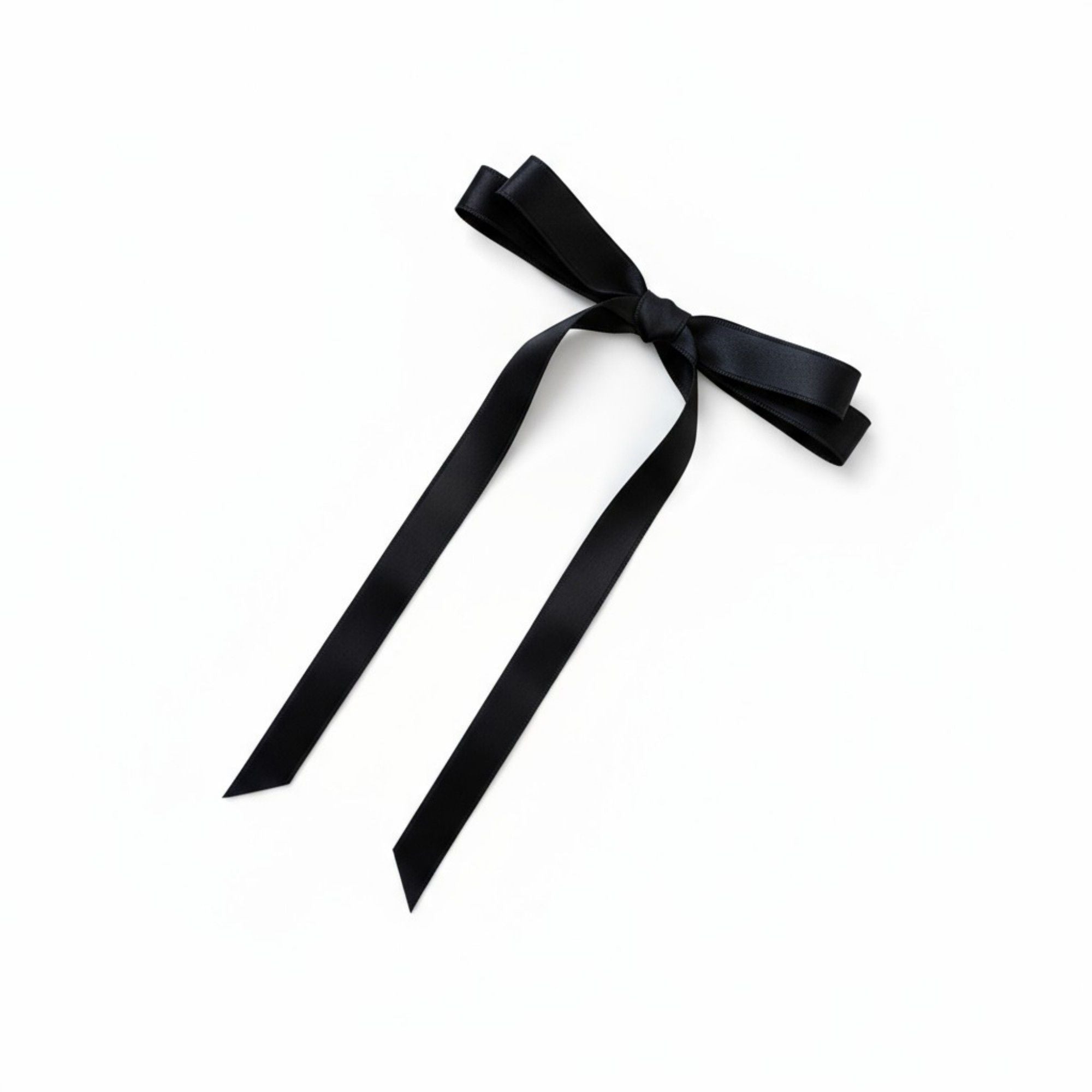 Long Ribbon Bow Hair Clip with Sleek Streamer Tails and Elegant Minimalist Design