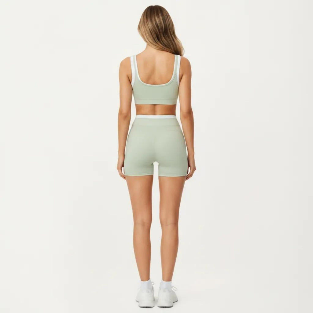 Anna-Kaci Active Women's Contrast Trim Sports Bra with Square Neck and Smooth Stretch Fit